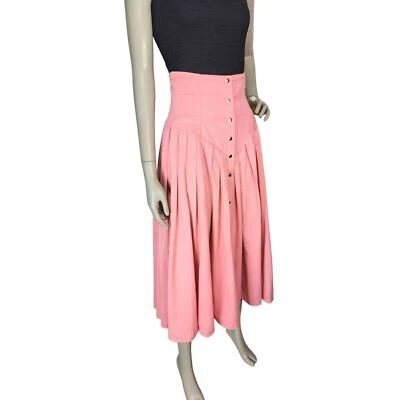 Falda De Colección Años 80 Rosa Boho Occidental Cintura Alta Corte Princesa A Presión Círculo Completo S/M Foto 1 de 4