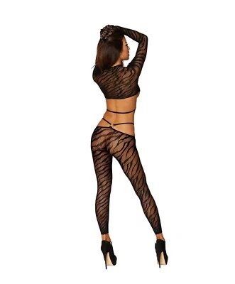 JUEGO DE 2 BODYSTOCKING CEBRA FISHNET NEGRO Foto 1 de 2