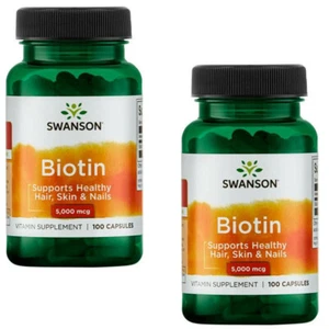 Swanson Biotin Hochdosiert 5000 mcg - 2 x 100 Kapseln - Hair, Skin and Nails - Bild 1 von 1