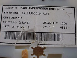 Condensatore SMT 1812 0.1uf 100 n 500v X7R 10% 1812J5000104KXT confezione da 30 Z682 - Foto 1 di 1