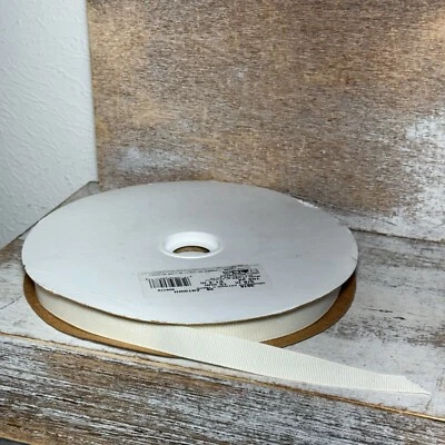 Grosgrain Ribbon Solid 3016 28 ANTIQUE WHITE Width: 5/8 Inch | Length: 100 Yards - Image 1 of 4