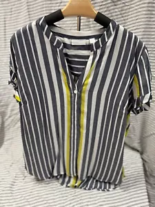 New York & Company Womens Short Sleeve Blouse Blue Size XL - Picture 1 of 5