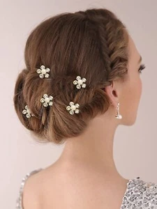 Rhinestone Bride Wedding Hair Pins Pearl Bridal Hair Pieces Flower Hair Clips... - Picture 1 of 7