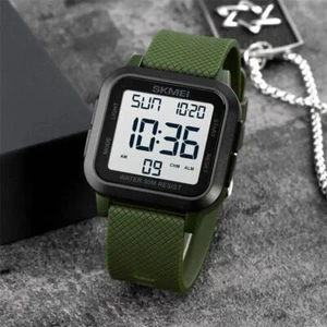 Skmei Watch Men Square Alarm Electronic Digital Stopwatch Boys Girls Wristwatch - Picture 1 of 15