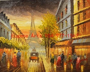 8x10" 100% hand painted oil flat,Street scene,Paris,Eiffel Tower,Europe - Picture 1 of 4