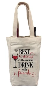 Wine Tote Bag, I Migliori Vini sono quelli che beviamo con gli Amici, Wine Bag - Foto 1 di 1