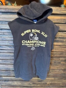 Steelers Super Bowl Champions XLIII Sleeveless Sweatshirt Hoodie MED 2009 NFL - Picture 1 of 6