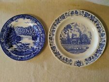 2 Flow Blue Plates 1965 Staffordshire Cumberland Falls,1962 Wedgewood Monticello