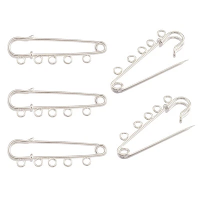 Broche de bloqueo de resorte fornituras 50 mm 10 un. pasadores grandes de hierro tono plateado con 5 bucles Foto 1 de 4