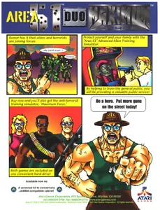 Area 51 Duo Maximum Force Arcade Flyer Original NOS Video Game Artwork - Picture 1 of 4