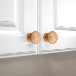 25mm 30mm 35mm Natural Wooden Knobs Plain Pre Drilled Door Pull Cupboard - Picture 1 of 8