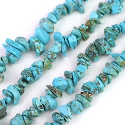 RIVER VALLEY GEMS Turquoise Howlite Chip Beads 32” Strand 5~8mm Jewelry Making Bulk Loose