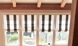 The Shade Store - Linen & Black Embroidered Set Of 4 - 20" x53" Waterfall Shades - Picture 1 of 9