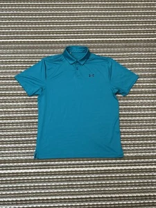 Under Armour lockere Passform atmungsaktiv blau türkis Golf Poloshirt Herren Large Stretch - Bild 1 von 14