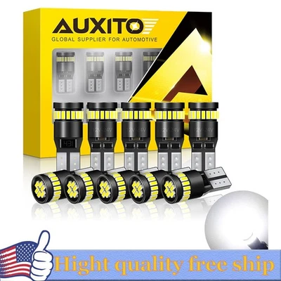 AUXITO T10 LED Light Bulbs Xenon White 192 168 194 2825 W5W Super Bright 6000K F - Image 1 of 4