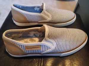 Tommy Bahama No-Tie Memory Foam Slip-On Sneaker Navy Blau/Weiß Gestreift Damen☆ - Bild 1 von 6