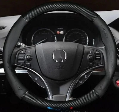 Fit 15" Steering Wheel Cover Genuine Leather For Acura 38CM Models Black Foto 1 de 4