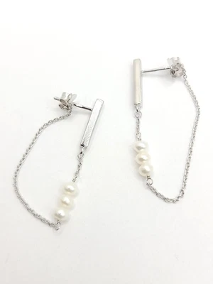 Серьги из чистого серебра с белым культивированным пресноводным жемчугом родием JTV APL732A - Изображение 1 из 4