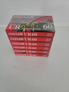 Maxell Audiokassette Normal Bias UR 60 Minuten Rohlinge Packung mit 6 Bändern versiegelt - Bild 1 von 3