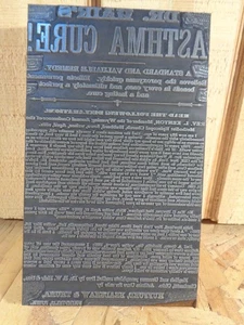 "Dr. Hair's Asthma Cure" Anzeige, Fairfield, IA - Historischer Iowa Druckpressenblock - Bild 1 von 5