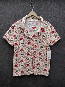 Cozy Couture L Pajamas Top For Kids Christmas Graphic Print Short Sleeve Button - Picture 1 of 11