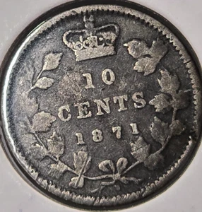 1871-H Canada 10 Cents *SILVER* Foreign Coin - 150+ Year-Old BEAUTY! - Picture 1 of 2