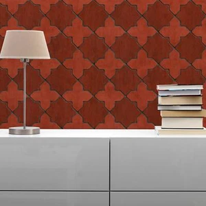 Papel pintado Vellón 0.53 x 10.05 m Gráfico Gris Rojo - Imagen 1 de 4