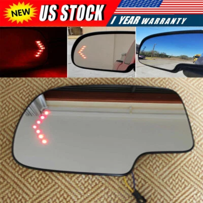 Mirror Glass Heated Turn Signal Driver Side LH for 2003-2007 Chevy GMC Cadillac - Image 1 of 4