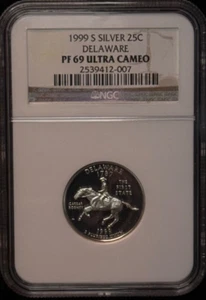1999 S - NGC PF 69 Ultra Cameo - Delaware Silver 25C Quarter Proof Coin -007 - Picture 1 of 2