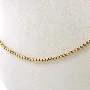 10k Gold Puffy Box Link Pendant Chain Necklace 26in Vintage - Picture 1 of 8