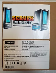 7XB7A00052 -- LENOVO 6TB 7.2K 6Gbps SATA 512e 3.5" HDD -- 00YK041 - Picture 1 of 1