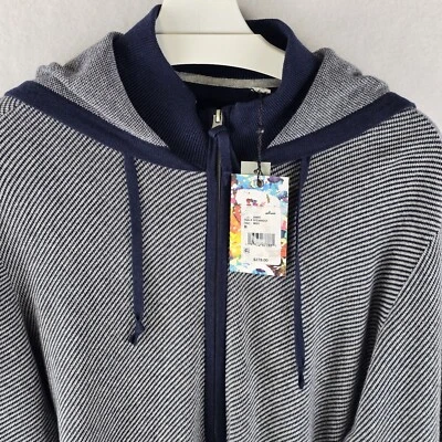 $278 Robert Graham Mediano Mezcla de Cachemira Cárdigan Dante Cremallera Completa Sudadera con Capucha Suéter Foto 1 de 4