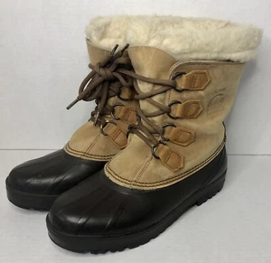 Sorel Alpine Waterproof Damen braun hellbraun Leder Winter Schnee Stiefel Größe 9 - Bild 1 von 11