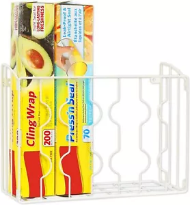 Wall Mounted Kitchen Storage Rack For Ziploc Boxes Food Wrap And Foil White 12L - Picture 1 of 4