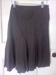 River Island Brown Knee Length Flared Cotton Skirt Size 14 - Picture 1 of 7