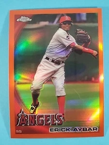 2010 Topps Chrome ORANGE REFRACTOR Erick Aybar Los Angeles Angels #34 - Picture 1 of 2