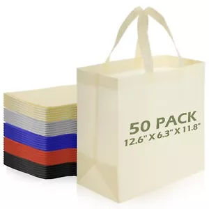 50 Pcs Reusable Totes Bag Bulk Grocery Shopping Bags Non Woven Grocery Multic... - Picture 1 of 7