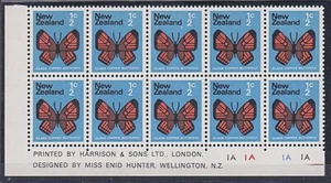 NEW ZEALAND 1970 ½c butterfly wmkd paper - plate block 1A MNH..............B1231 - Picture 1 of 1