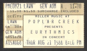 EURYTHMICS CONCERT TICKET STUB AUG 21 1986 POPLAR CREEK HOFFMAN ESTATES IL - Picture 1 of 2
