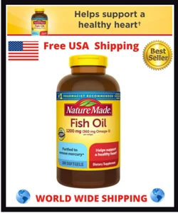 Nature Made Fish Oil 1200 mg 300 Softgels EPA DHA & 360mg OMEGA-3 Fatty Acids - Picture 1 of 3