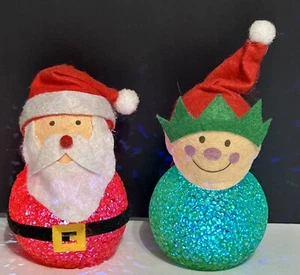 Vintage Christmas Santa Claus & Elf 5” Holiday Luminous Figurines - Picture 1 of 11