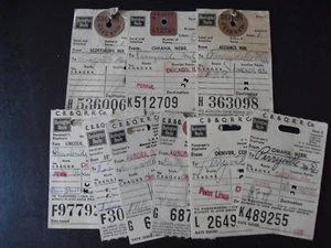 Lot of 9 Vintage 1950s Burlington Route CB&Q Baggage Tags - Picture 1 of 1