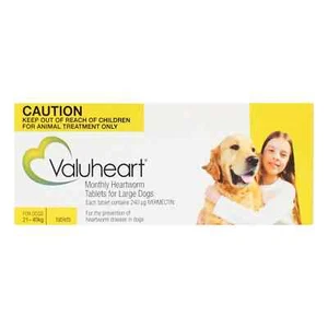 Valuheart for Large Dogs 21-40kg Heartworm Tablet Gold 6 Pack - Picture 1 of 1