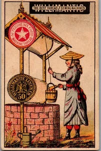 Victorian Advertisement trade Card Willimantic Co. Woman at the Well Smyrna - Foto 1 di 2