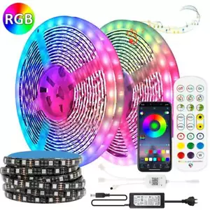 LED Strip Lights 5050 RGB Waterproof IP65 App Bluetooth Music Controller - Picture 1 of 12