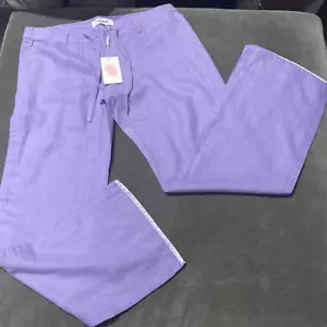 Women’s Purple 100% Linen Pants with Drawstring Size XL NWT - Picture 1 of 10
