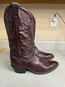 Dan Post USA Red Brown Burgundy Oxblood Leather Cowboy Boots Size 10D VTG 1992 - Picture 1 of 15