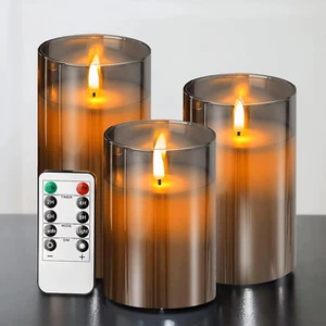 Candele LED, Candele Finte Fiamma Set 3 (10Cm, 12.5Cm, 15Cm), Fuoco Finto, Natal - Foto 1 di 12