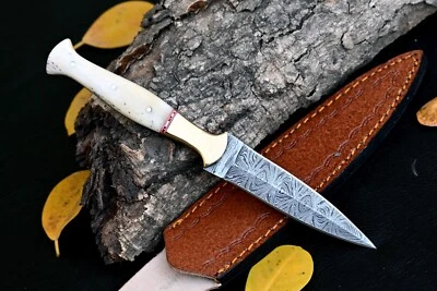 大马士革钢制抛掷靴 DAGGER 猎刀 带骆驼骨柄 864 — 第 1/4 张图片