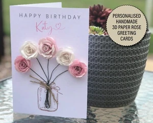 Personalisierte Geburtstagsgrußkarte Geschenk Qualität Büttenpapier Blumen 262 - Bild 1 von 5